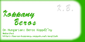koppany beros business card
